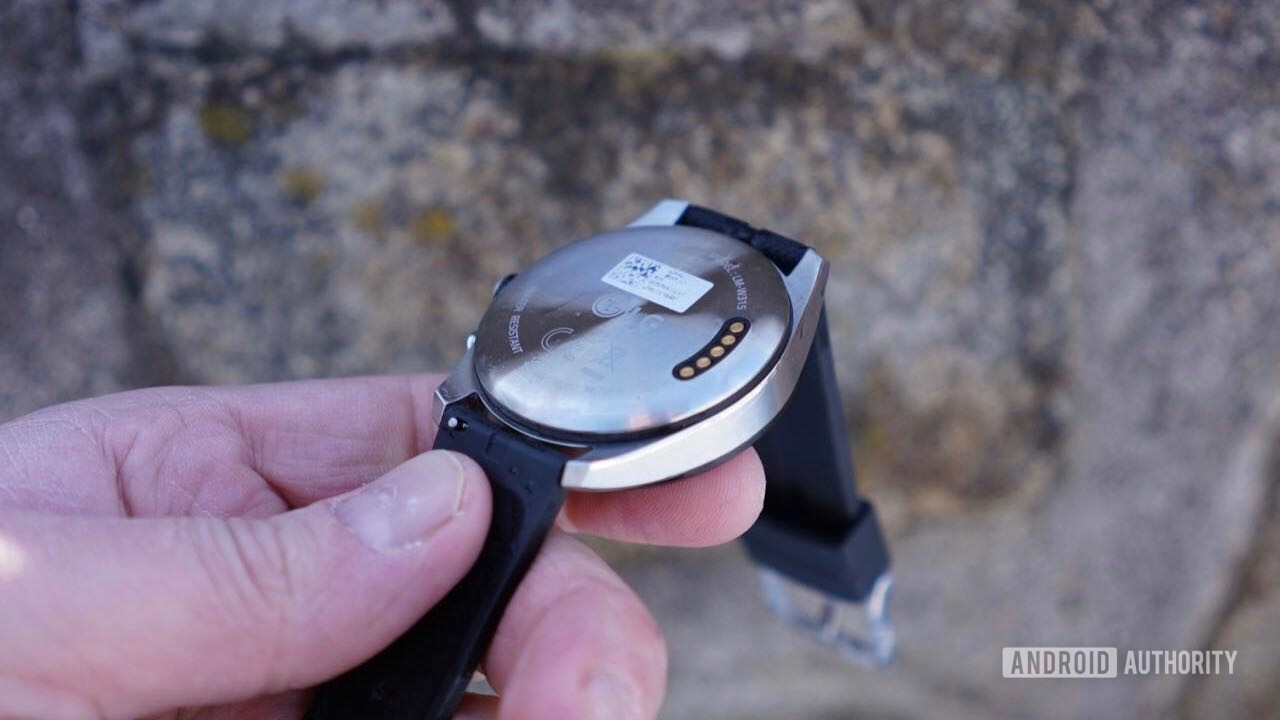 Backplate of the LG Watch W7 held in a hand
