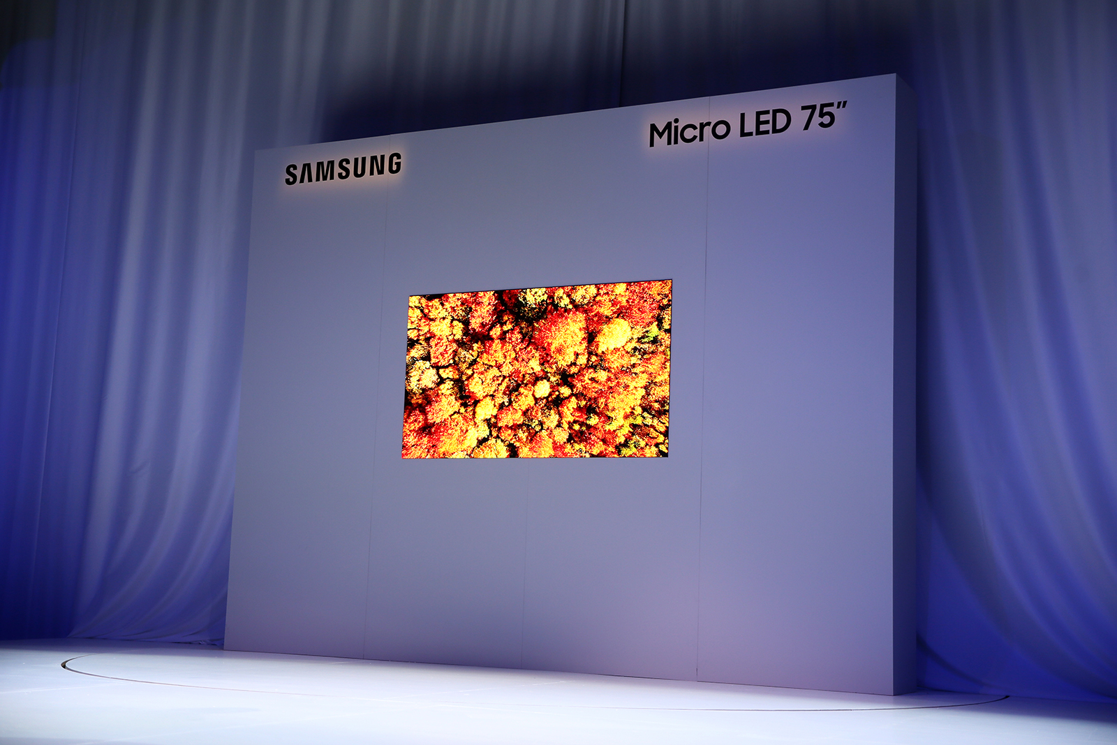 Samsung 75-inch, 4K MicroLED display on stage at CES 2019