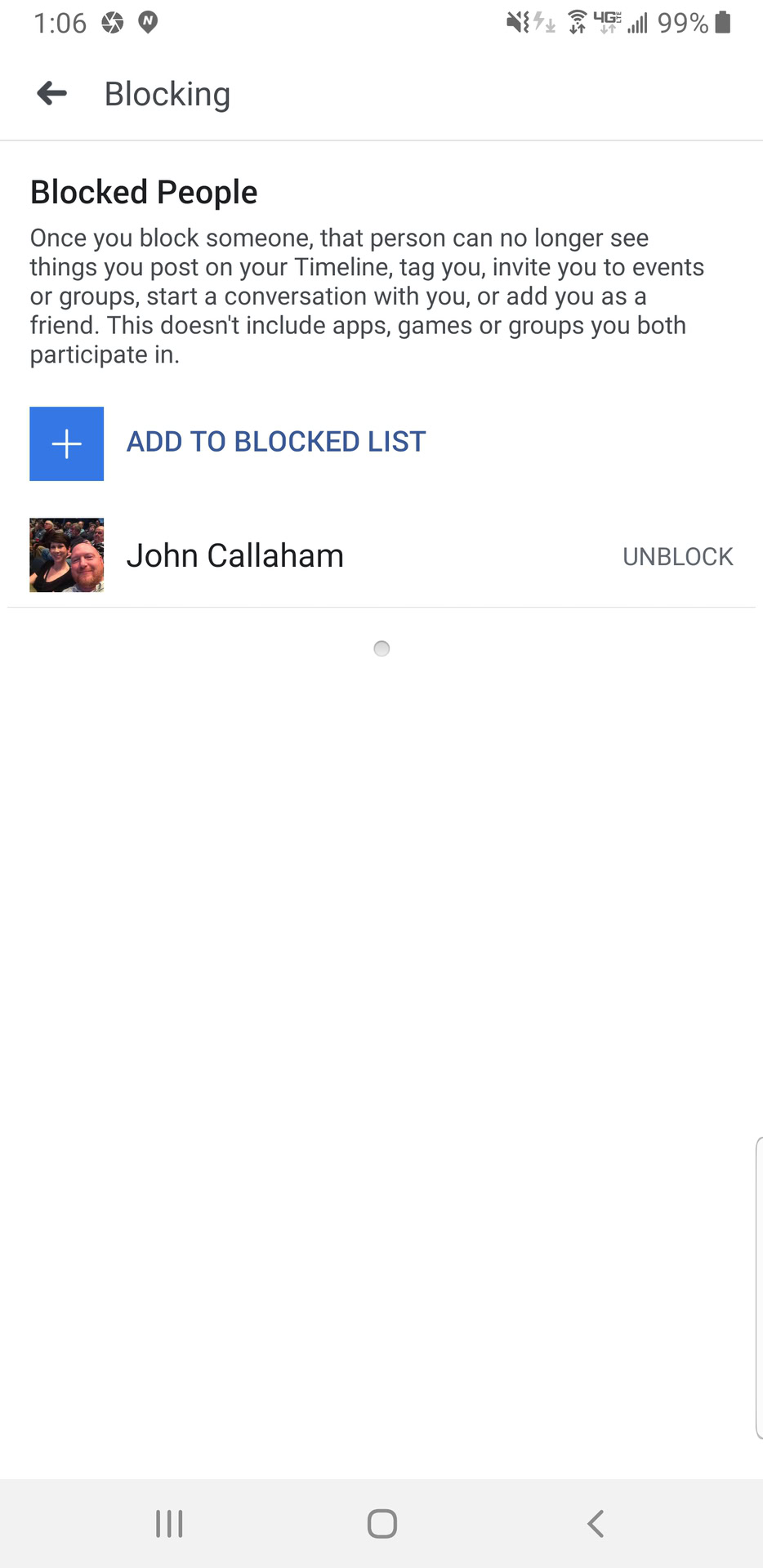 Facebook unblock list