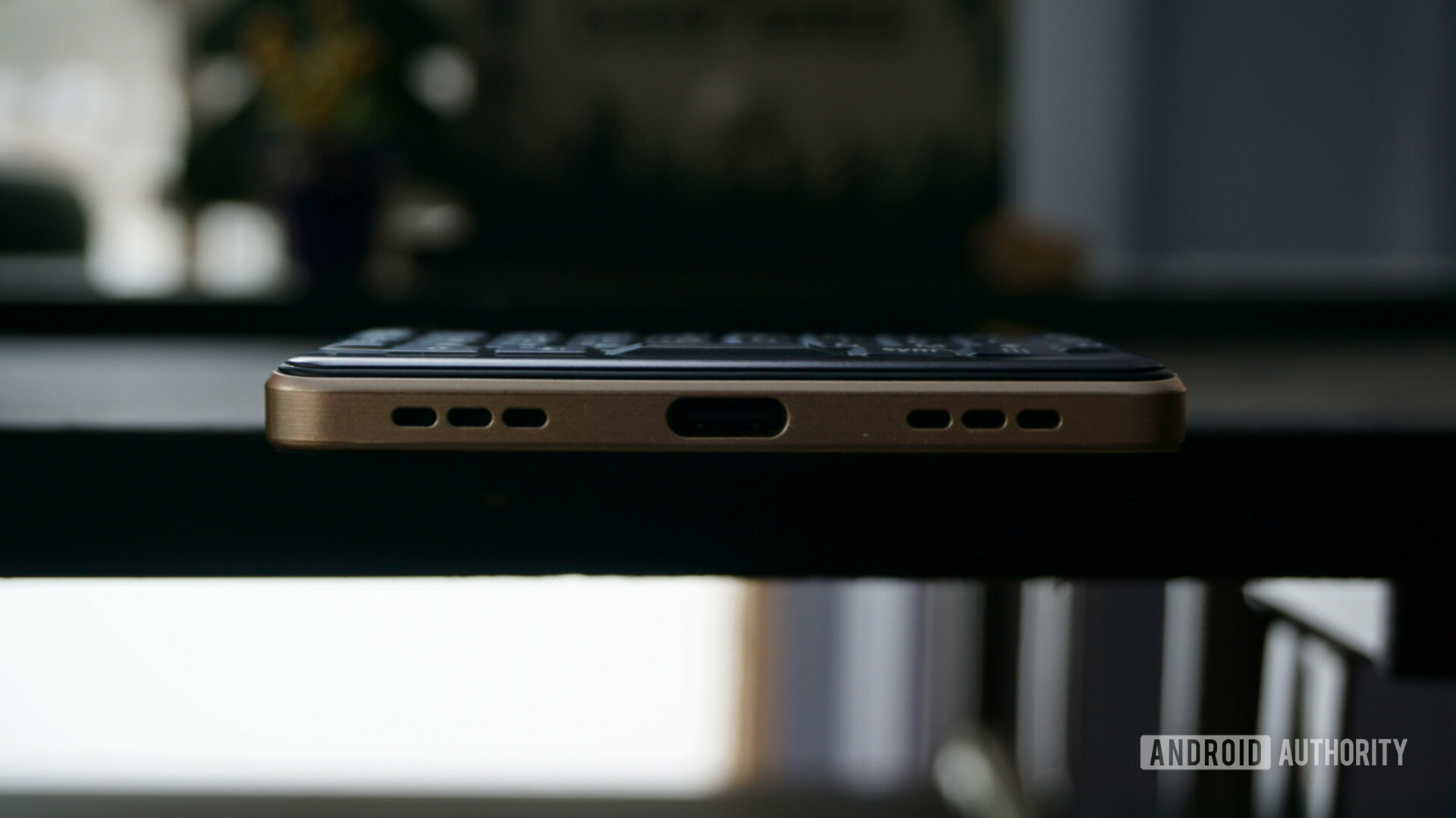 Photo of the USB-C port on the BlackBerry Key2 LE 