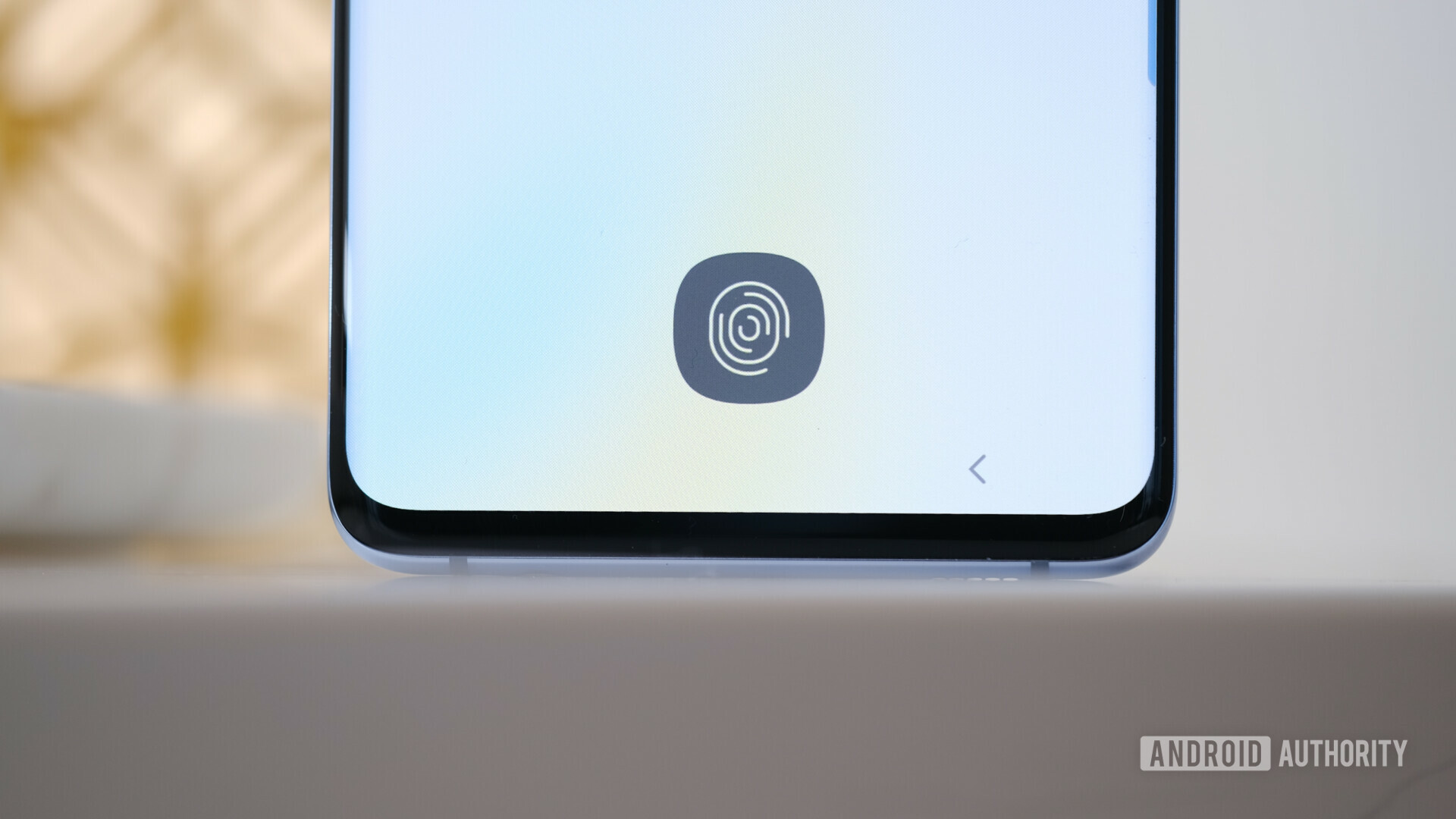 Photo of the Samsung Galaxy S10 Plus focusing on the in-display Fingerprint reader