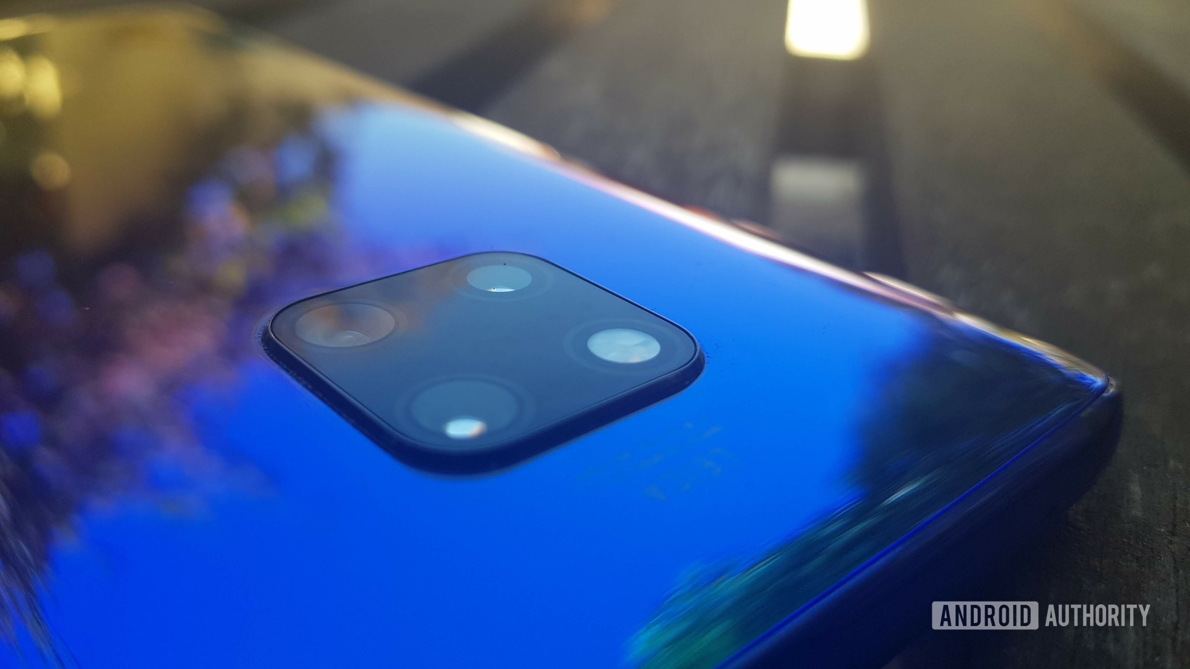 The back of the Huawei Mate 20 Pro, showing the tripple camera bump.