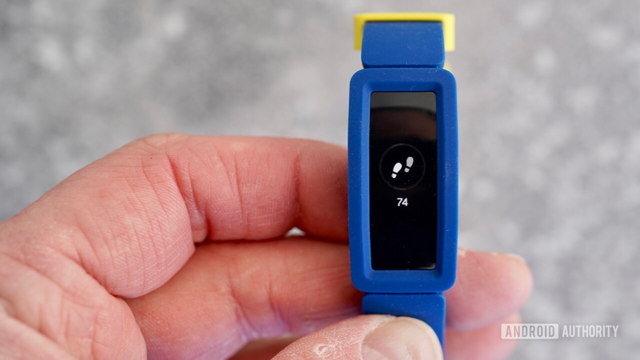 Frontside of the Fitbit Ace 2 showing the pedometer
