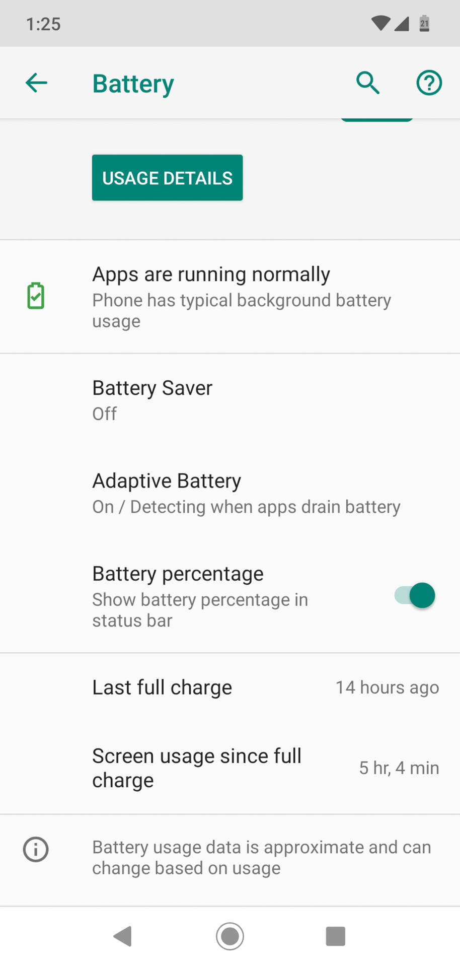 Moto G7 Review battery life screenshots