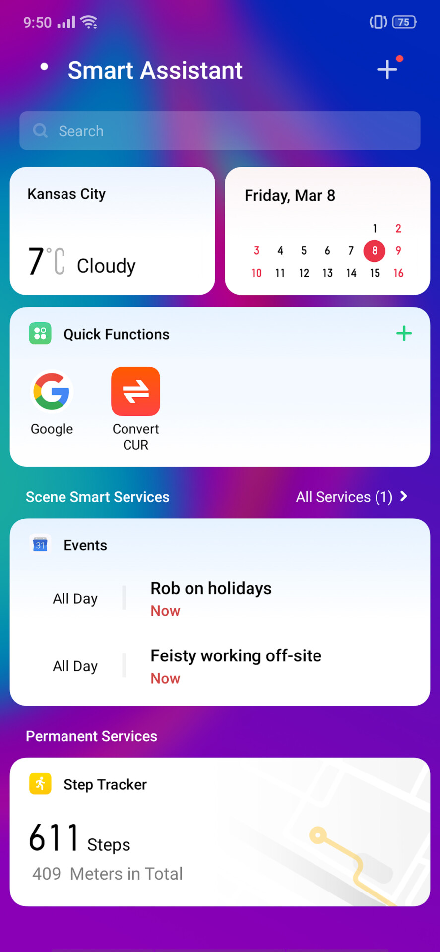 Screenshot of the Oppo F11 Pro default notification center.