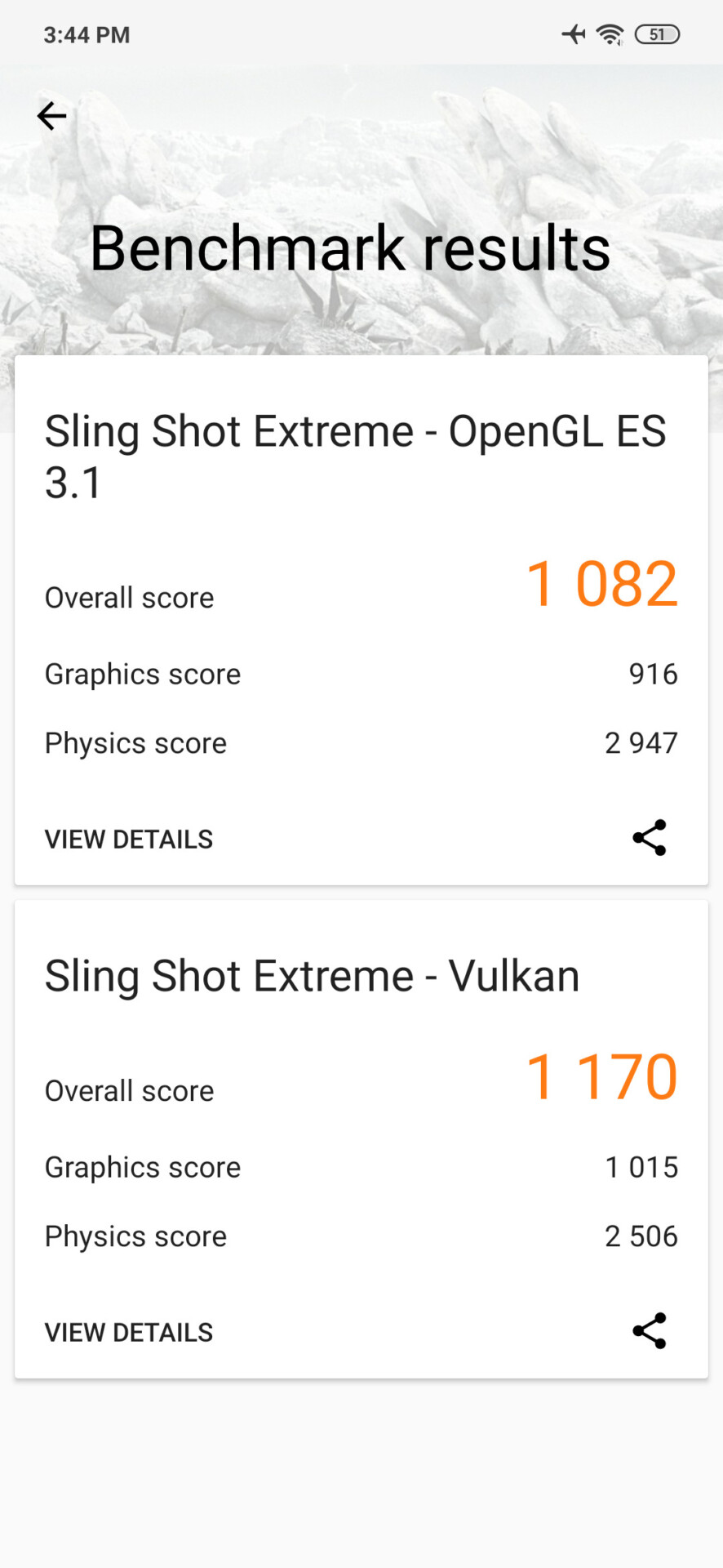 Screenshot of the Redmi Note 7 Pro 3D Mark benchmark results.