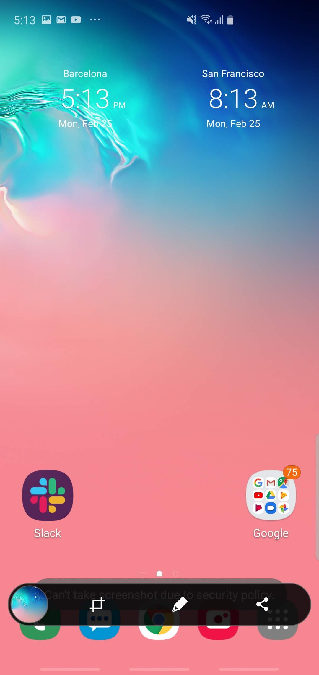 Samsung Galaxy S10 Plus home screen screenshot