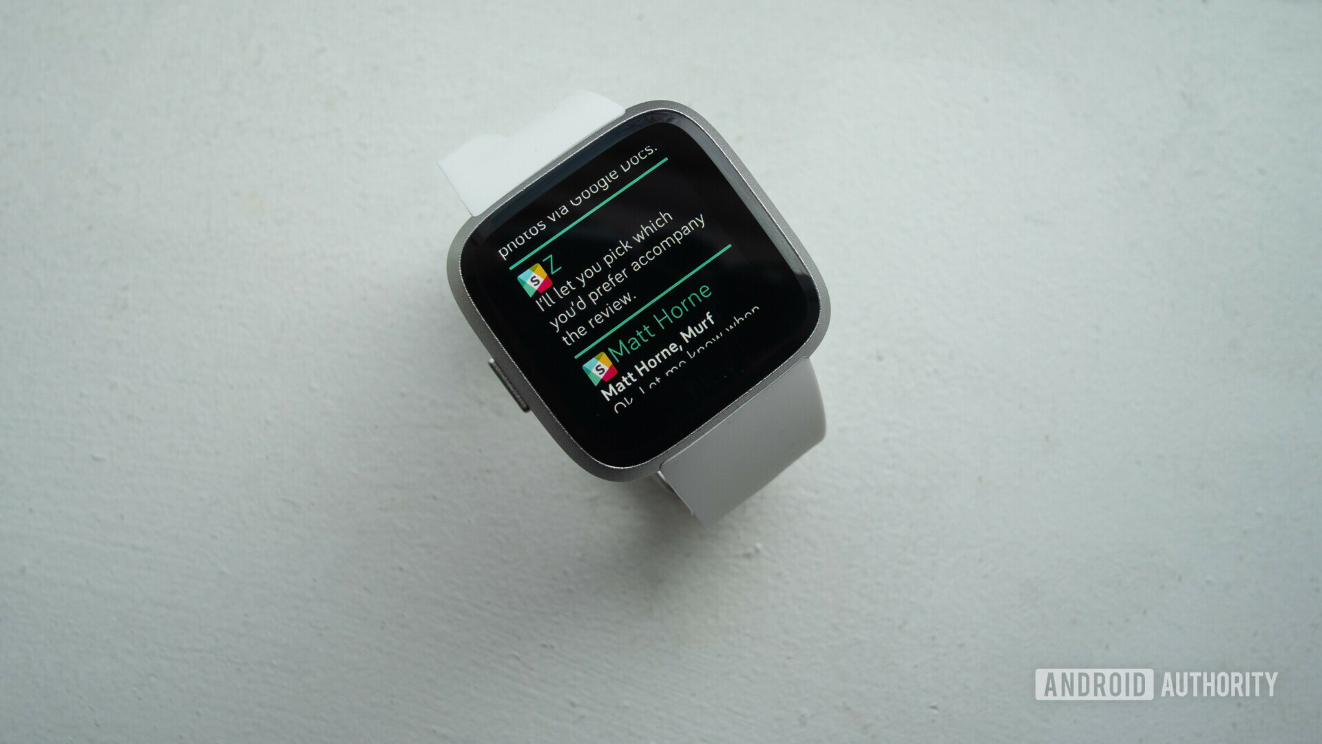 Frontside of the Fitbit Versa Lite showing notifications.