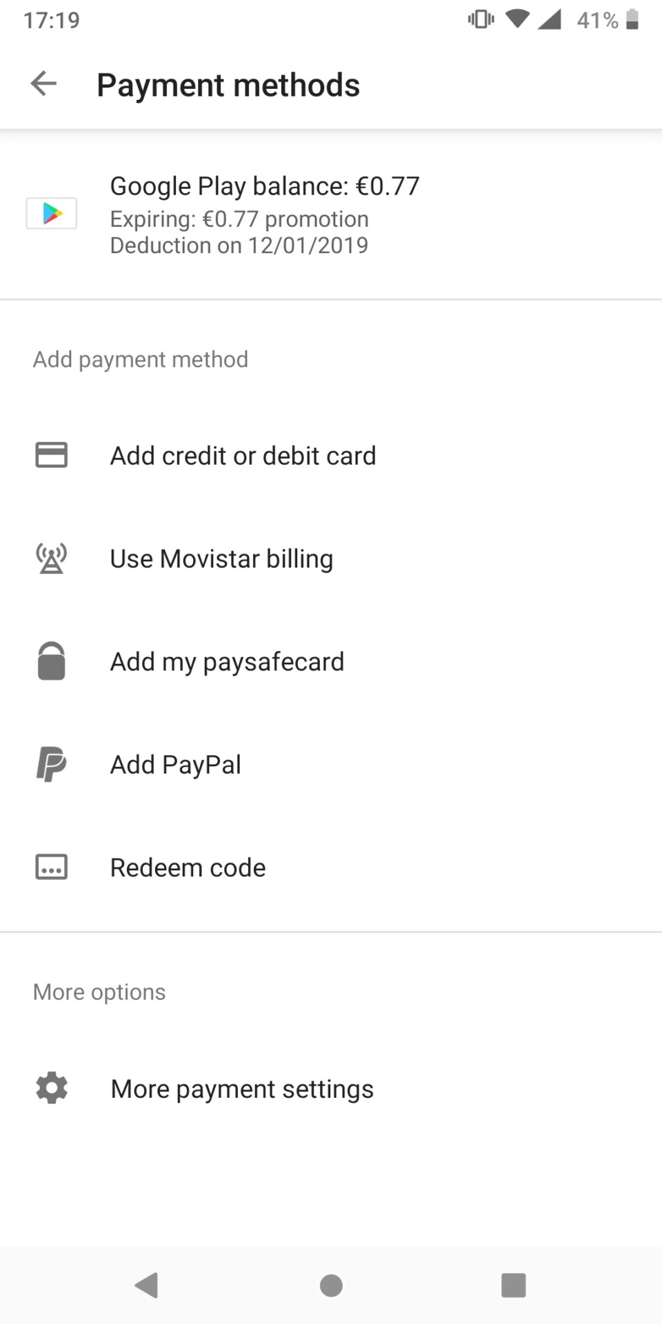 Google Play Store payment methods