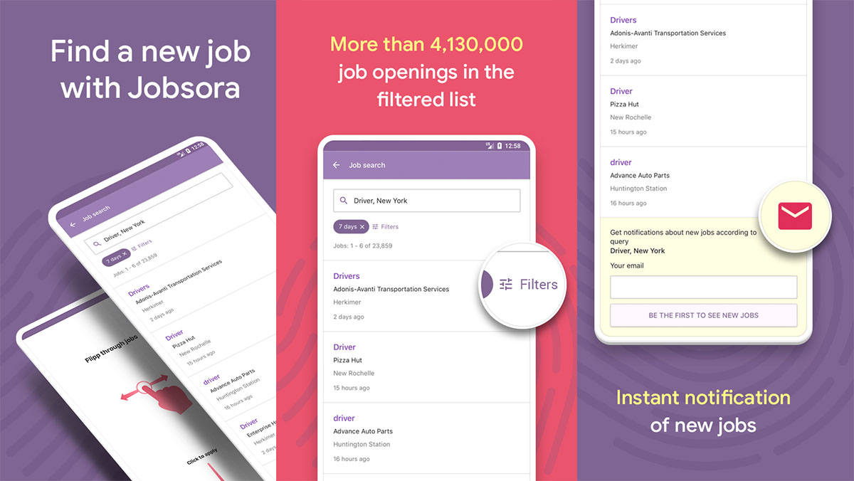Jobsora es una de las mejores aplicaciones de trabajo para Android