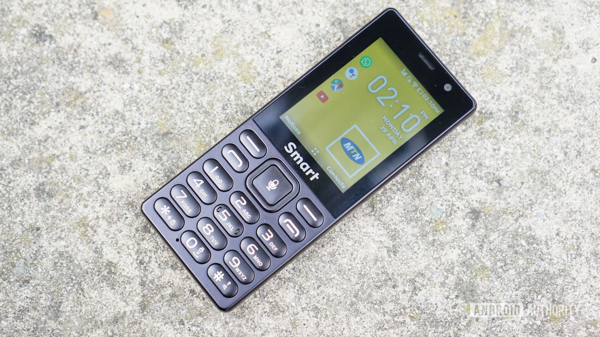 The MTN Smart S KaiOS phone, showing the home screen.