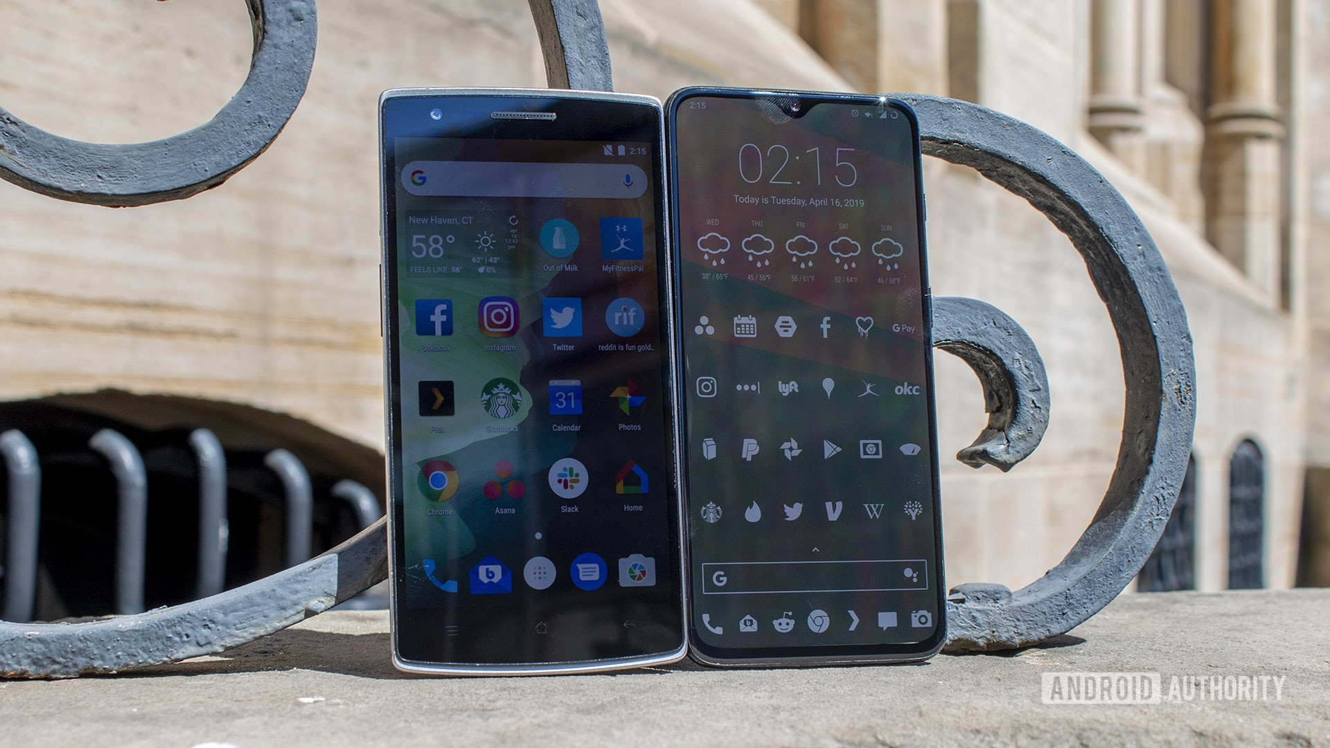 The OnePlus One and the OnePlus 6T side by side.