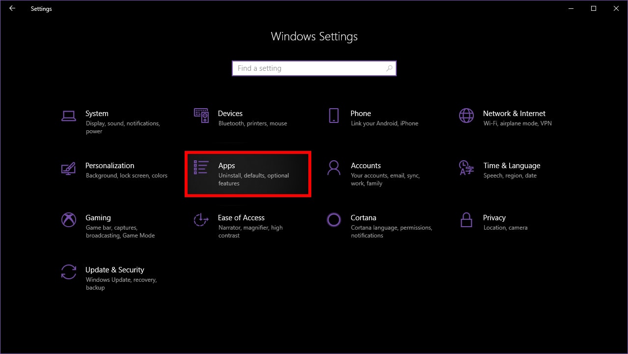 Windows 10 Settings Access Apps - How to uninstall programs on Windows 10