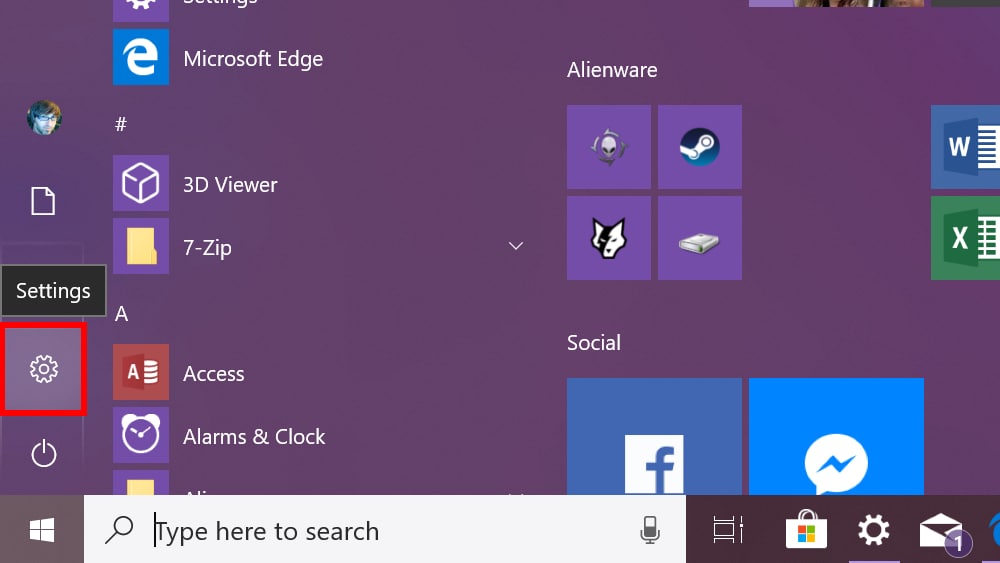 Windows 10 access Settings