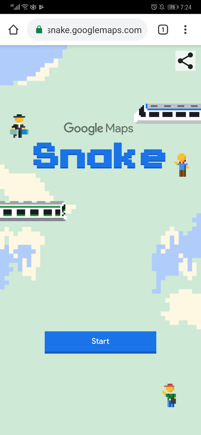 The splash screen in Google Maps Snake.