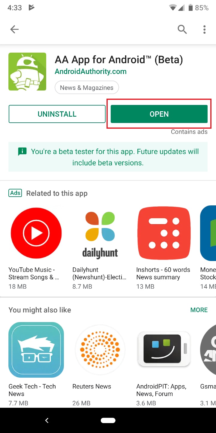 google play store on an android device