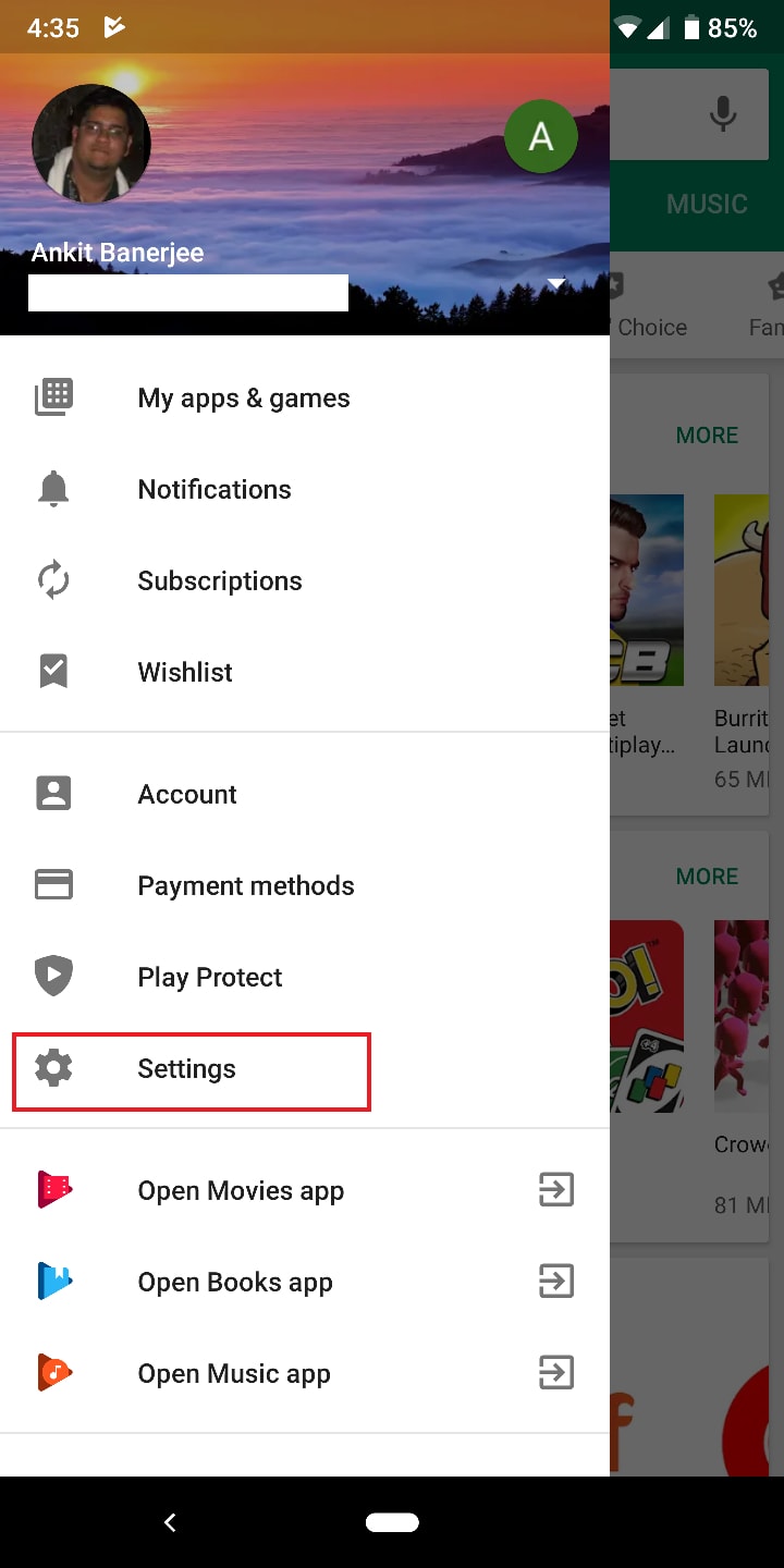 google play store on an android device