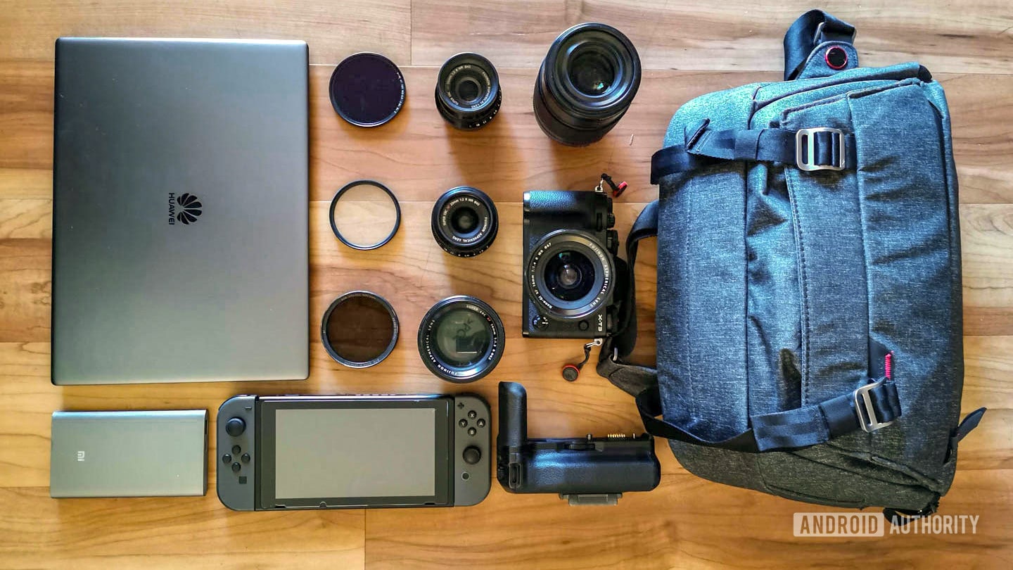 David imel io19 gear - camera bag with photography gear including lenses, cameras, and more.