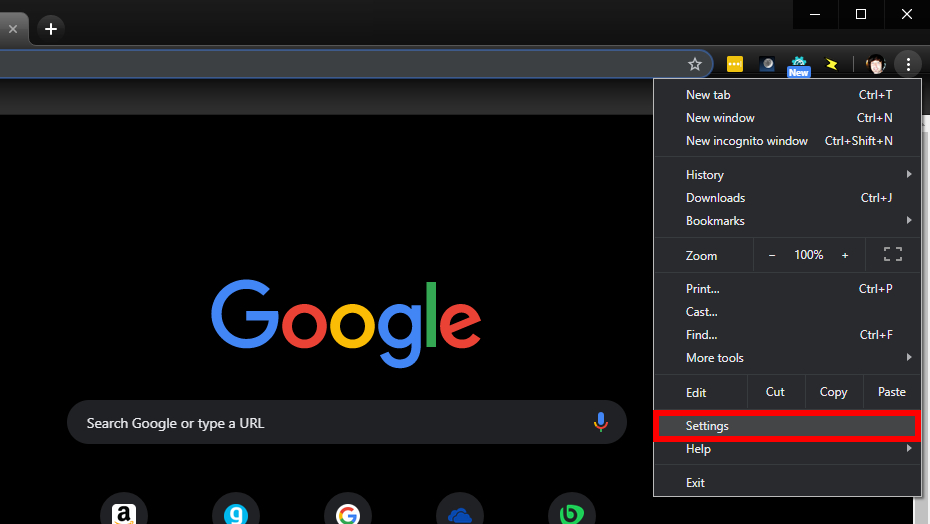 Google Chrome Settings Option