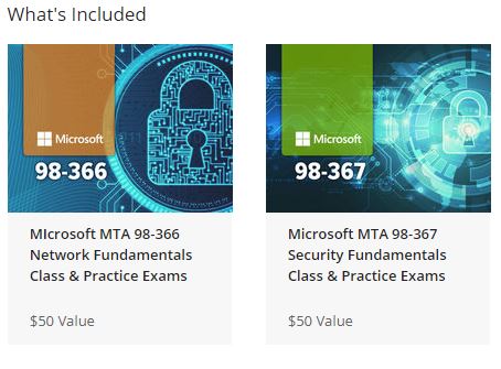 Microsoft Network and Security Fundamentals Certification Bundle - included