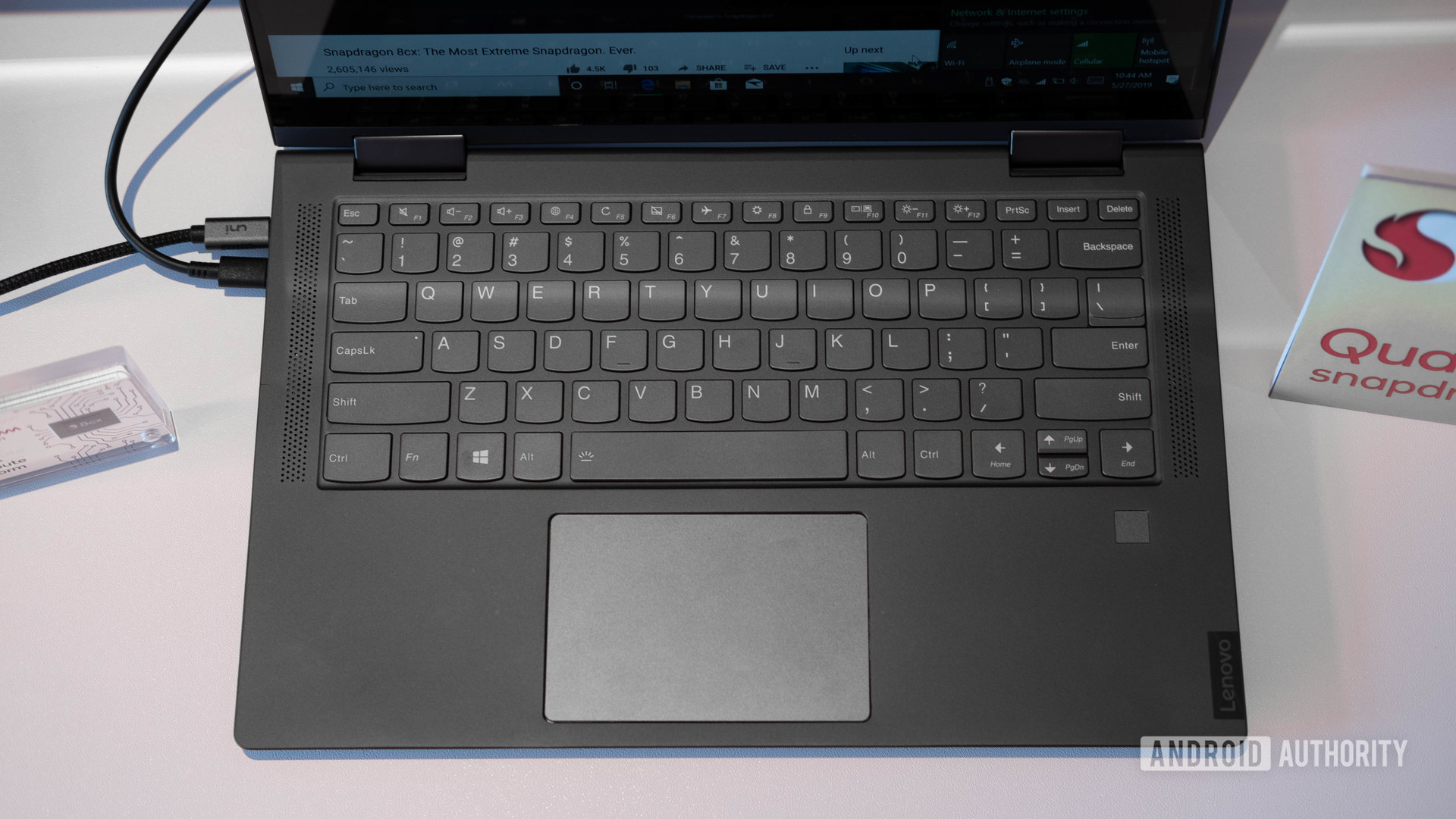 Qualcomm 8cx PC - Lenovo Project Infinite top down on keyboard
