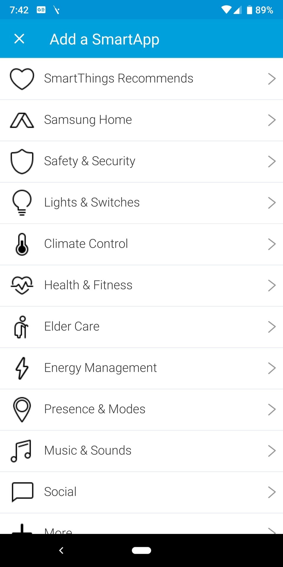 samsung smarthings app automation control menu