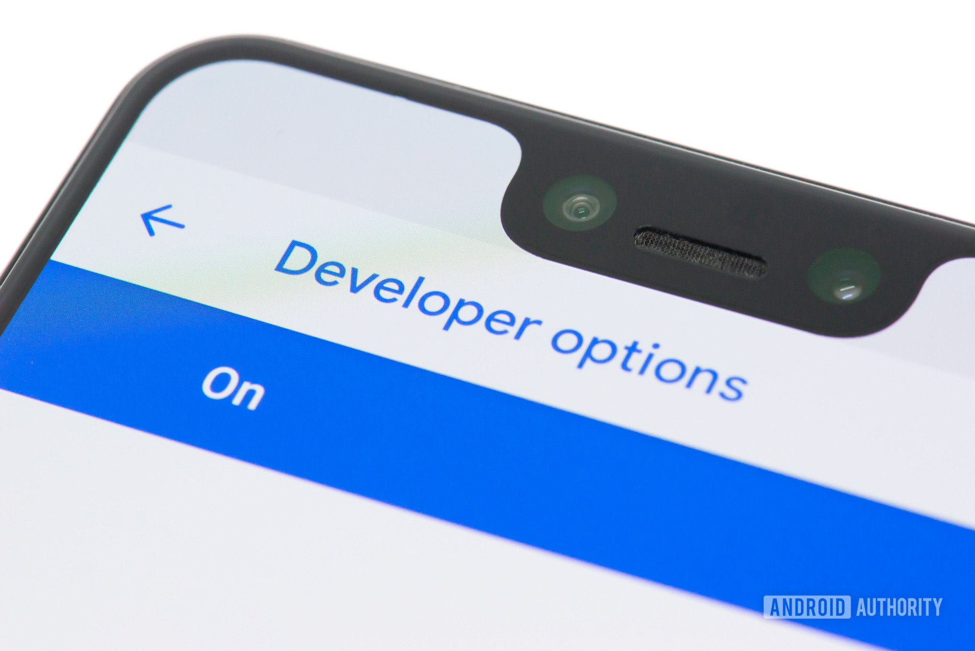 Developer options menu on a Pixel 3 XL Android phone