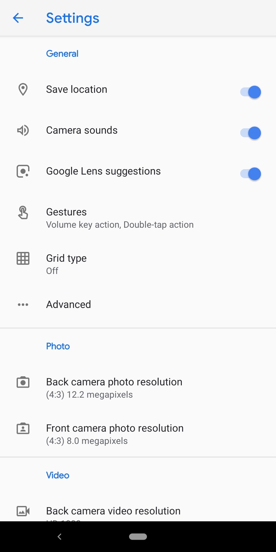 Google Pixel 3a XL Camera Review Camera app settings