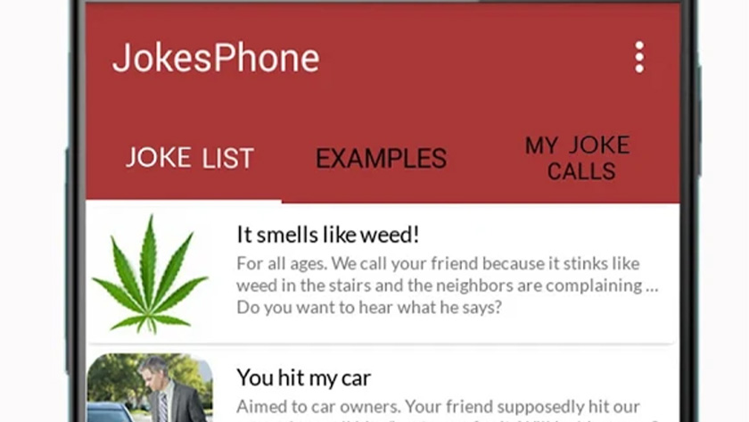 Una captura de pantalla de JokesPhone, una de las mejores aplicaciones de llamadas de broma para Android