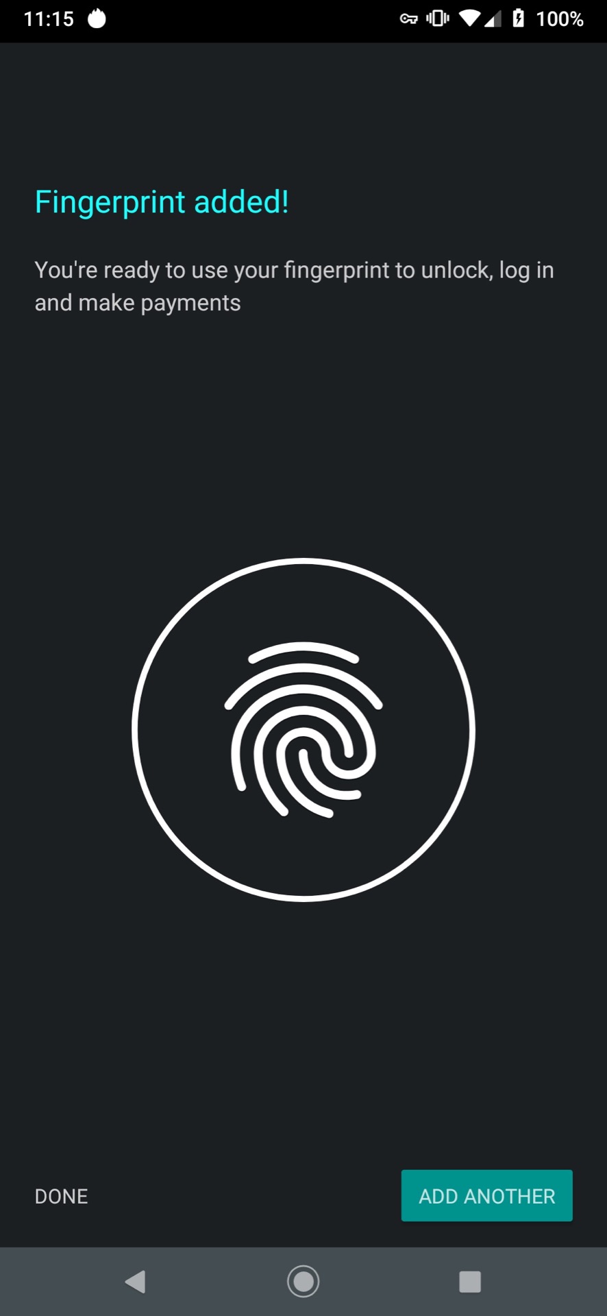 Motorola Moto Z4 fingerprint success