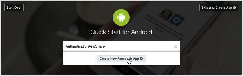 Create a new Facebook App ID