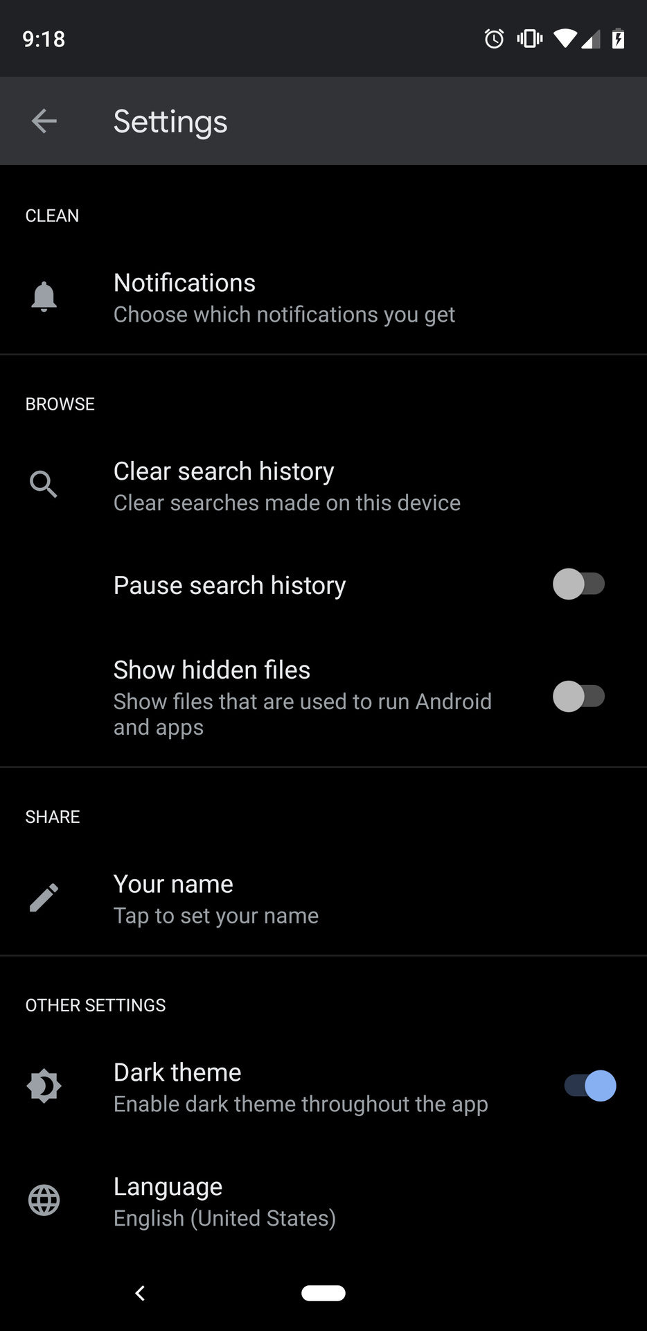Files by Google enable dark mode 3