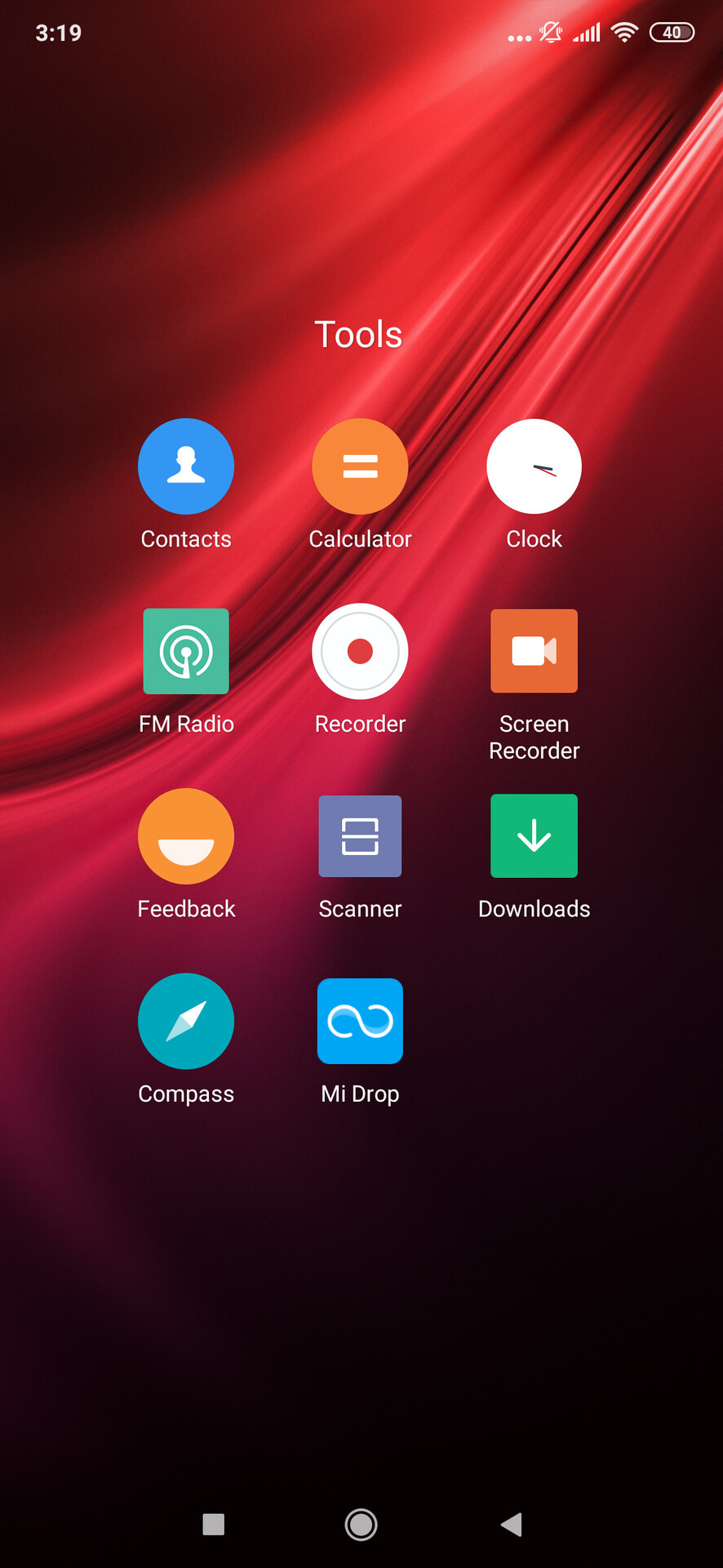 Mi 9T - home screen default icons in folder