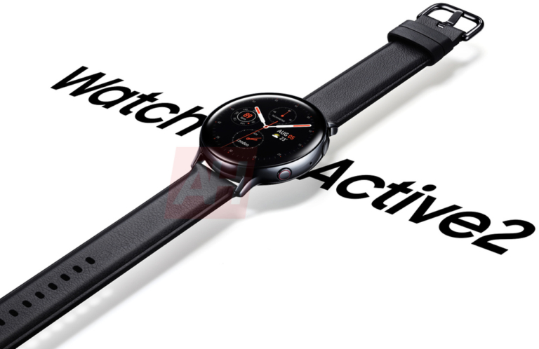A leak of Samsung Galaxy Watch Active 2 showing the watch on a white background. 