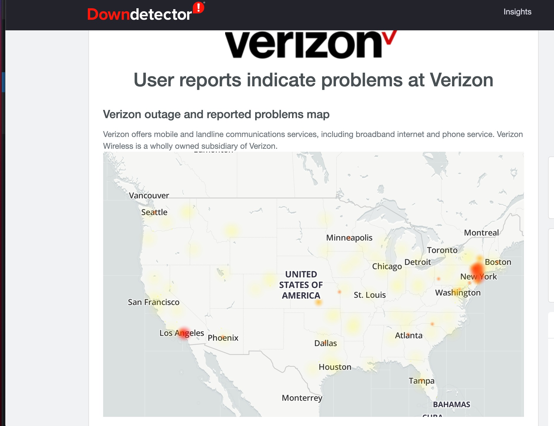 Verizon blackout map