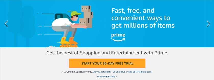 get amazon prime for free with a 30 day trial