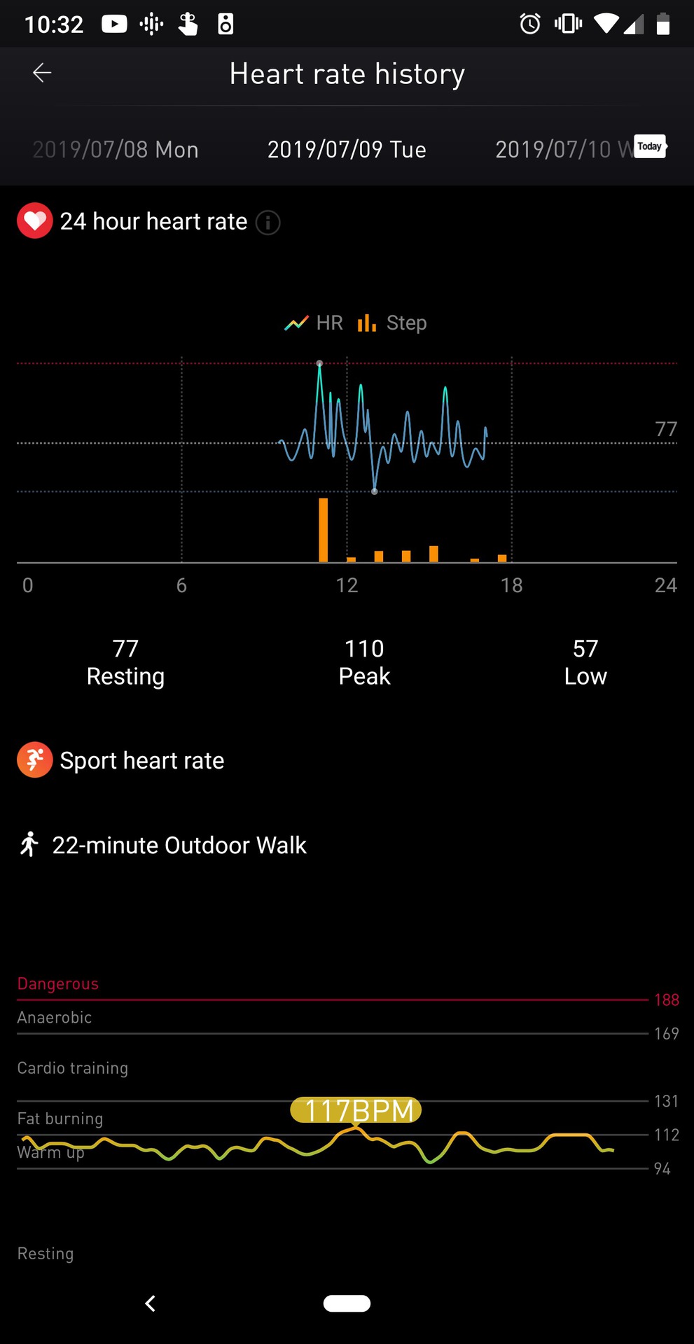 Mobvoi TicWatch app heart rate screenshot