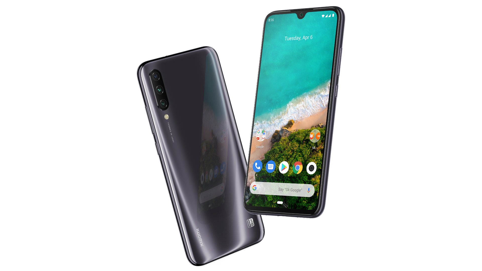 The front and back of the Xiaomi Mi A3.