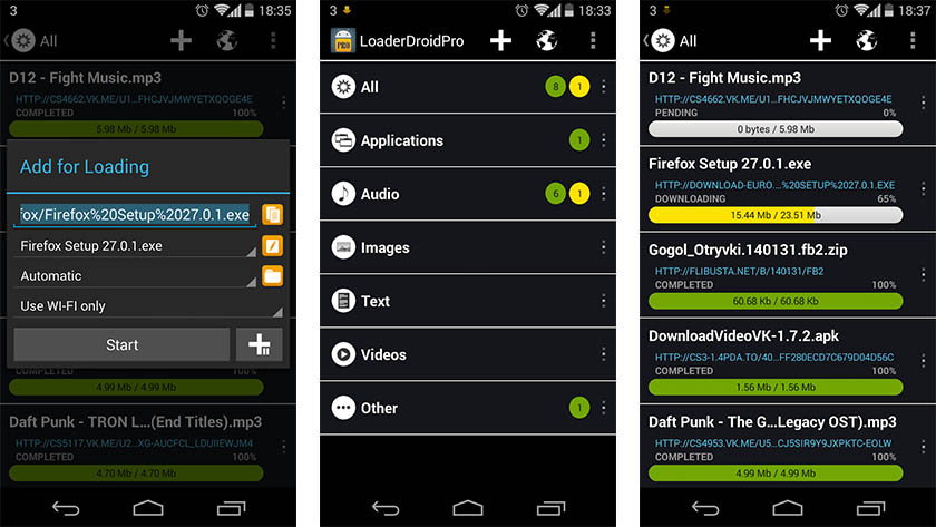 Loader Droid es uno de los mejores gestores de descargas para Android 