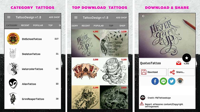 Tattoo Designs es una de las mejores apps de tatuajes para Android