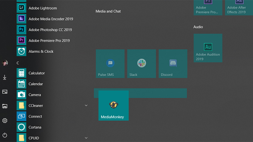 Windows 10 Start Menu Add a tile to the group