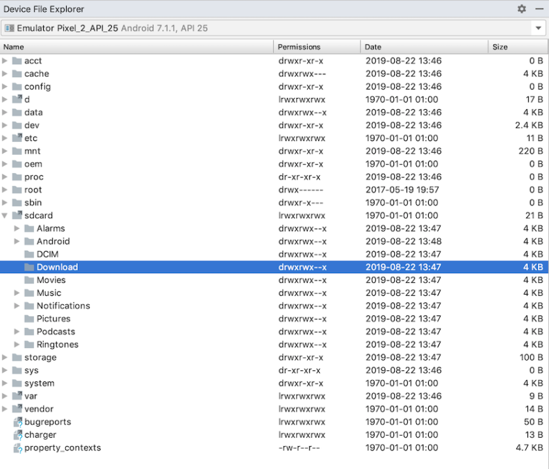 Extract your screenshot from the AVD's "sdcard/download" folder.