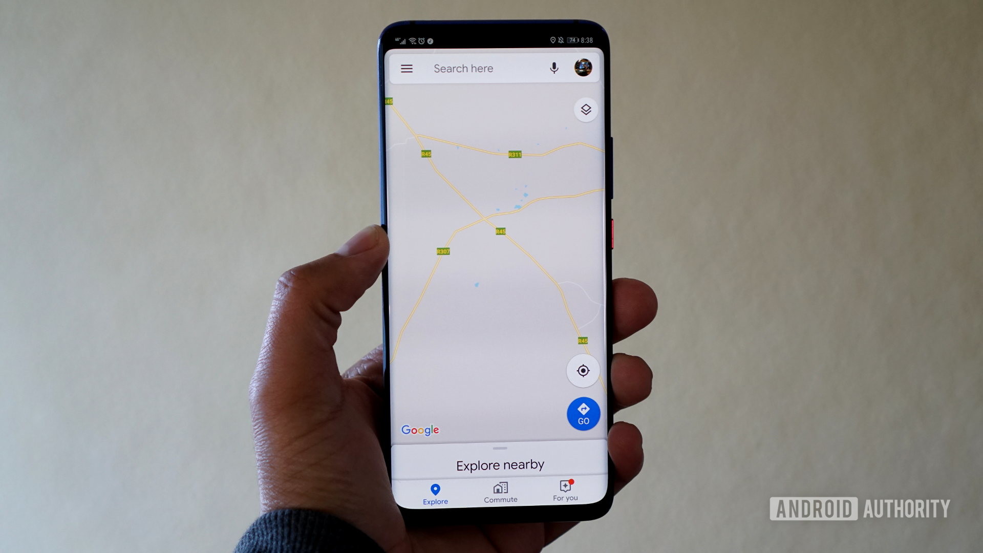 A Huawei phone running Google Maps.