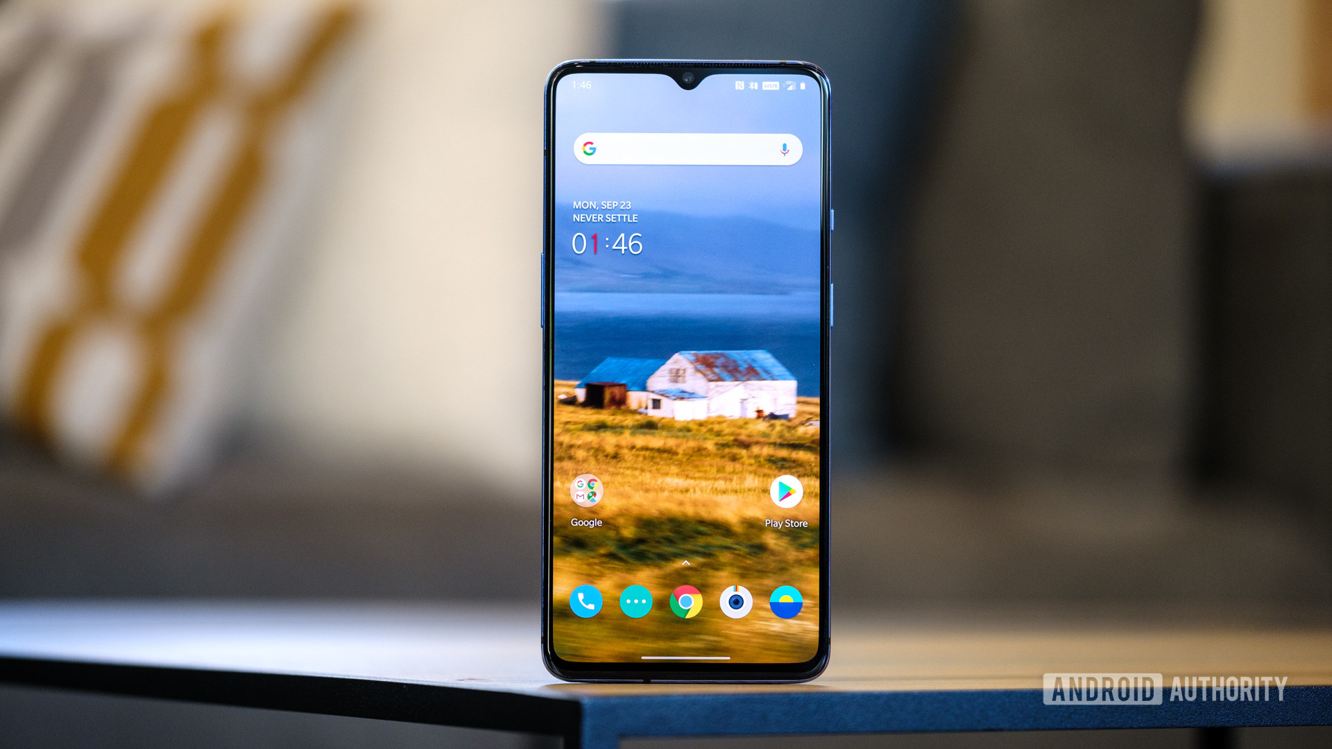 OnePlus 7T screen standing upright