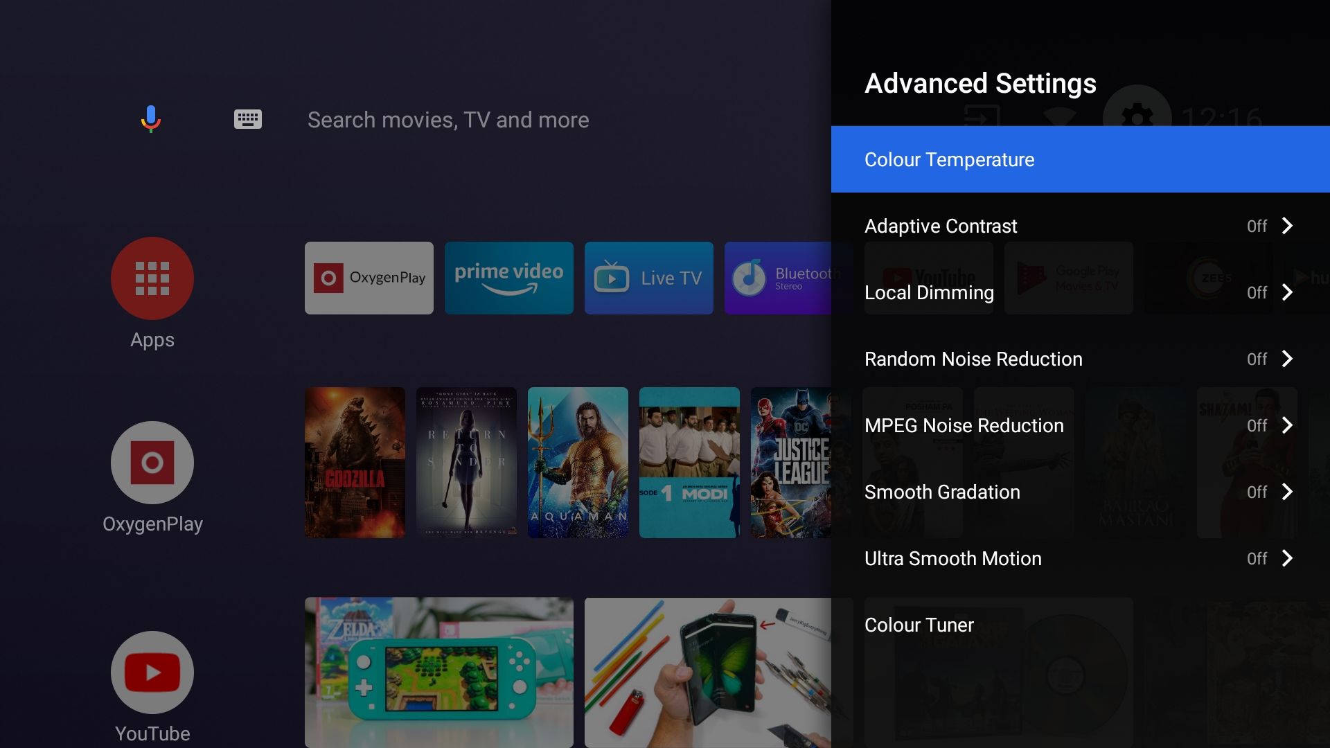 OnePlus TV advanced picture tuning options