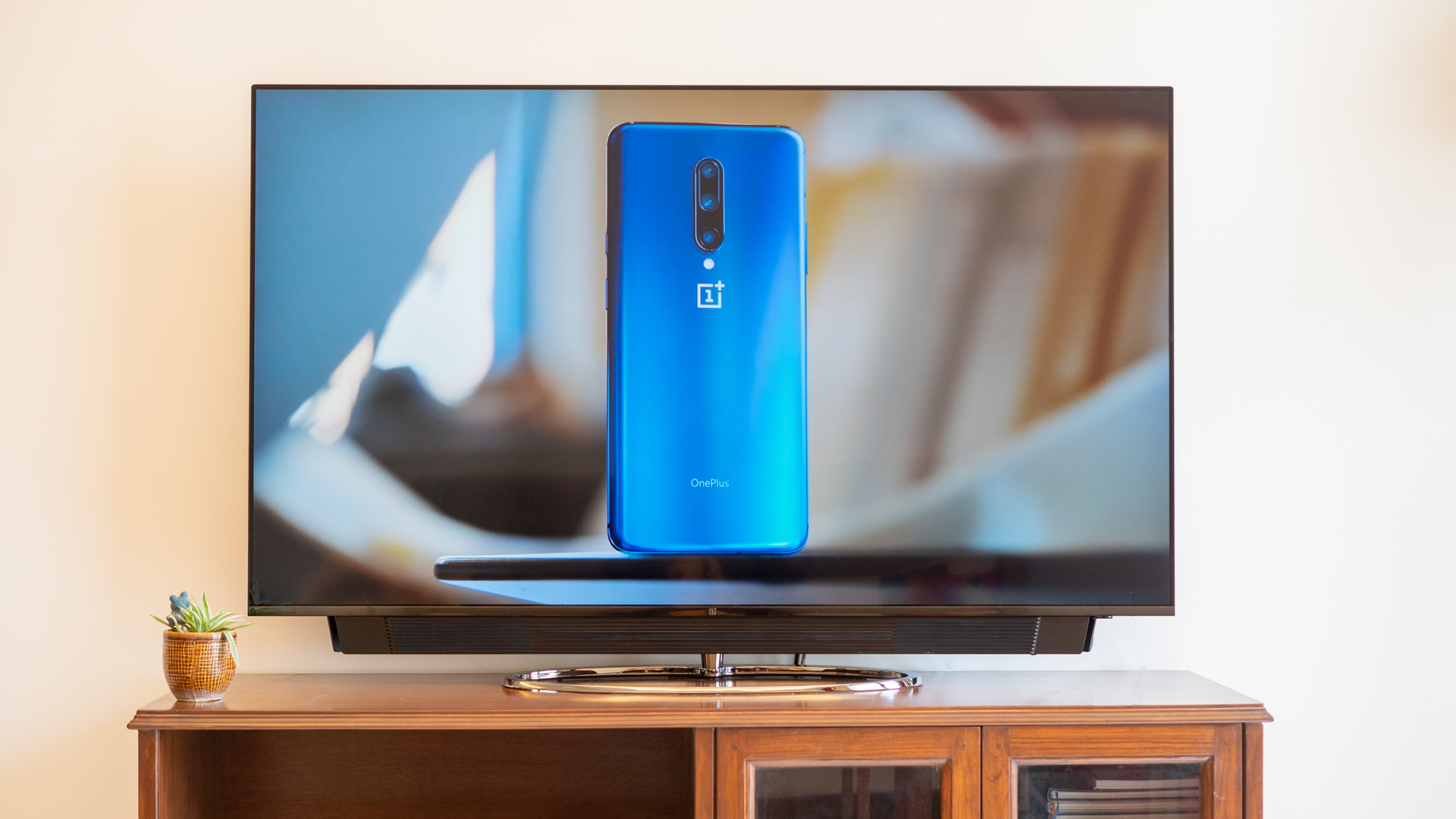 OnePlus TV with display on