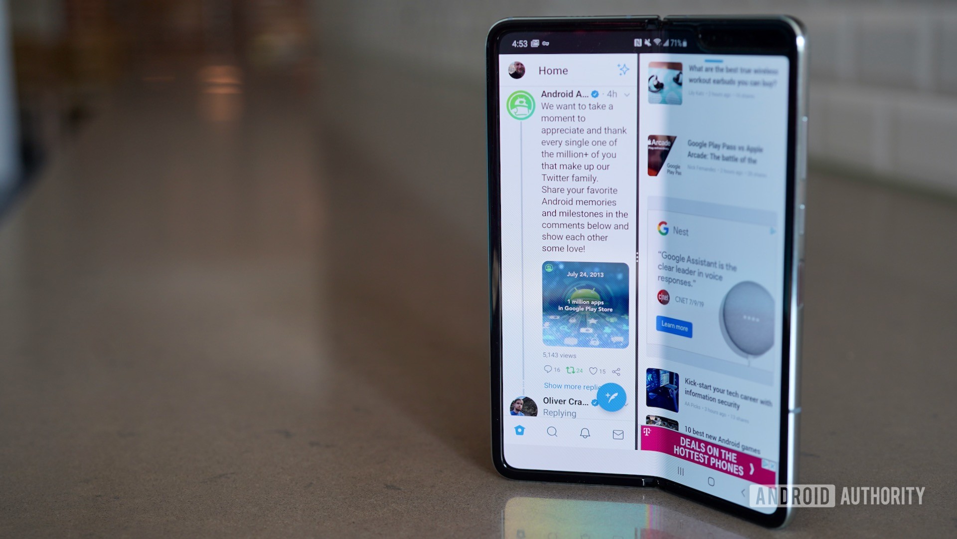 Samsung Galaxy Fold Review on a counter