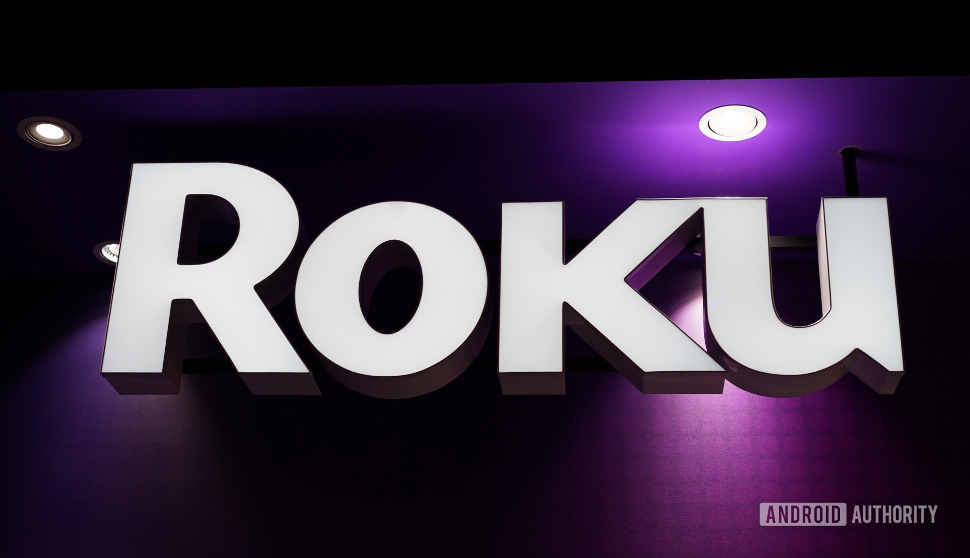 The Roku logo promoting Roku devices as seen at IFA 2019.