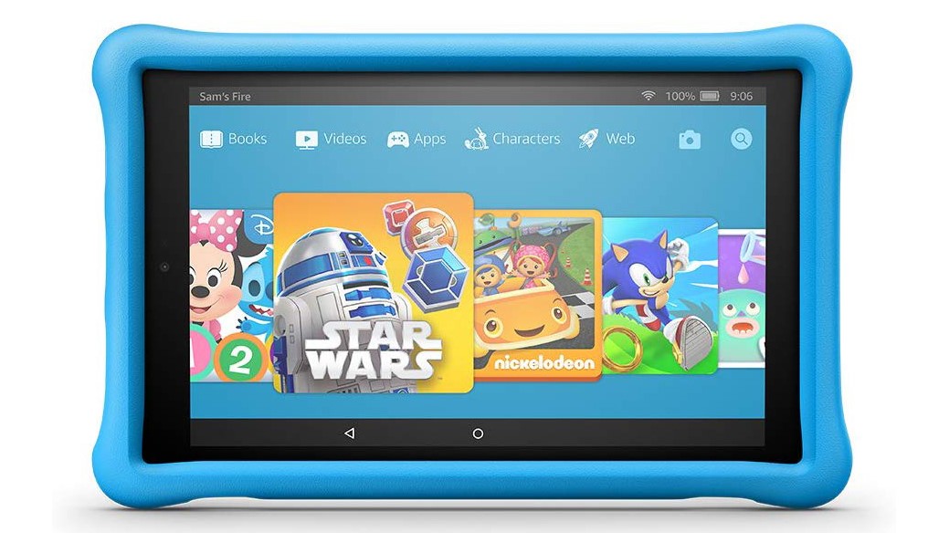 Amazon Fire HD 10 Kids Edition tablet front side.