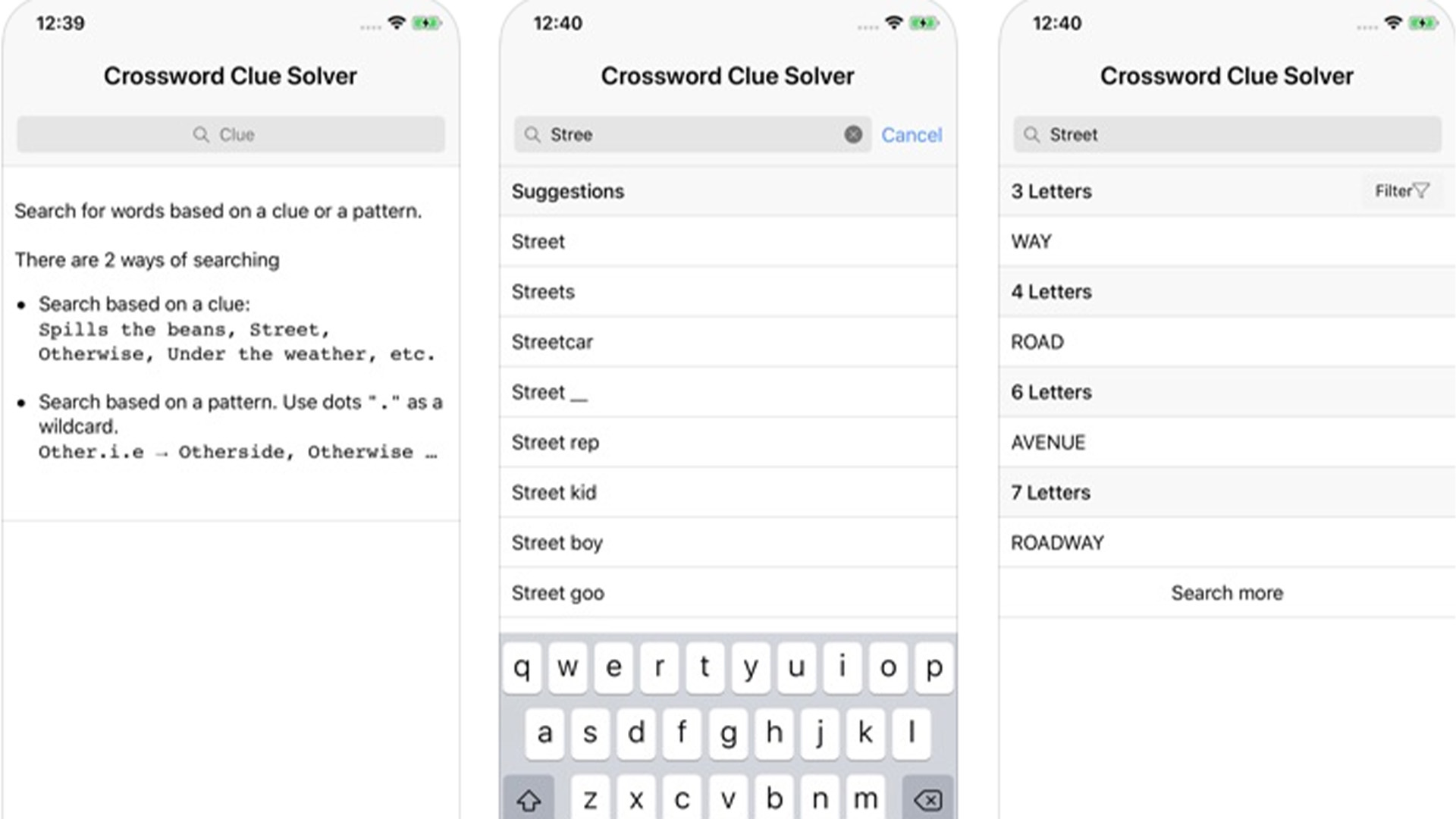 Crossword Clue Solver screenshot App Store is one of the best crossword solvers